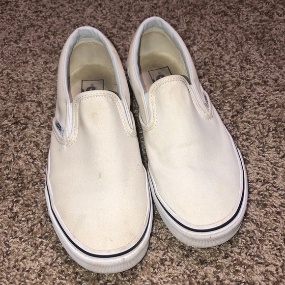 beige vans slip ons